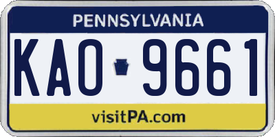 PA license plate KAO9661