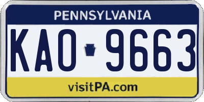 PA license plate KAO9663