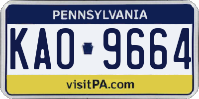 PA license plate KAO9664