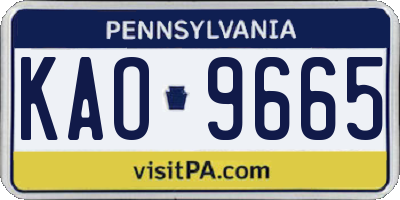 PA license plate KAO9665