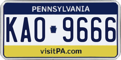 PA license plate KAO9666