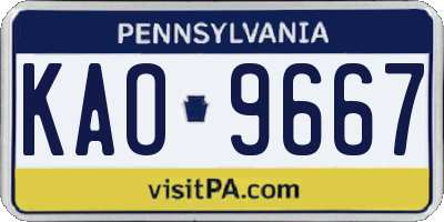 PA license plate KAO9667