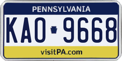 PA license plate KAO9668