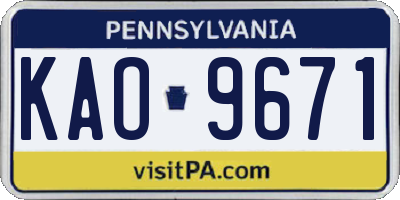 PA license plate KAO9671