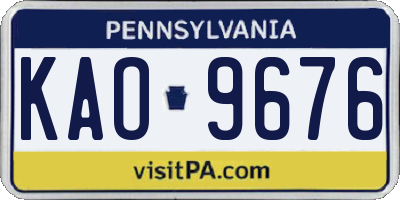 PA license plate KAO9676