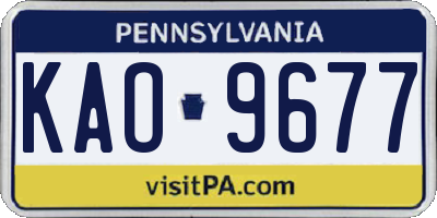 PA license plate KAO9677