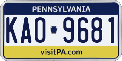 PA license plate KAO9681