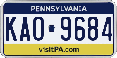 PA license plate KAO9684