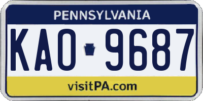 PA license plate KAO9687