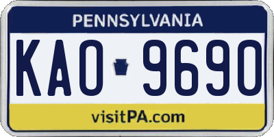 PA license plate KAO9690