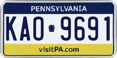 PA license plate KAO9691