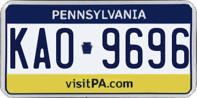 PA license plate KAO9696