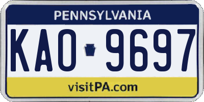 PA license plate KAO9697