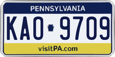 PA license plate KAO9709