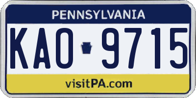 PA license plate KAO9715