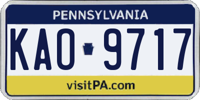 PA license plate KAO9717