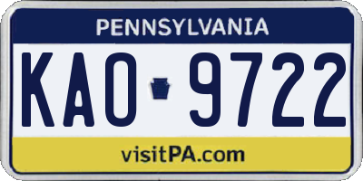 PA license plate KAO9722