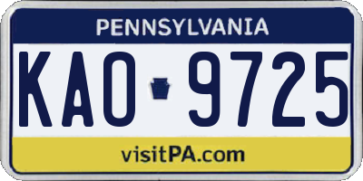 PA license plate KAO9725