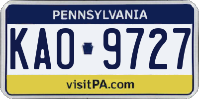 PA license plate KAO9727