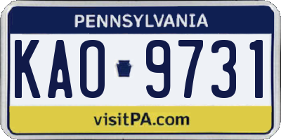 PA license plate KAO9731