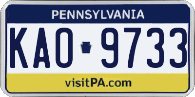 PA license plate KAO9733