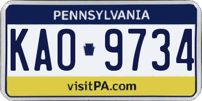 PA license plate KAO9734