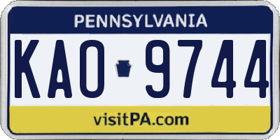 PA license plate KAO9744