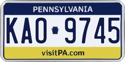 PA license plate KAO9745