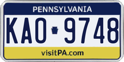 PA license plate KAO9748
