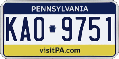 PA license plate KAO9751