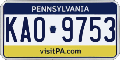 PA license plate KAO9753
