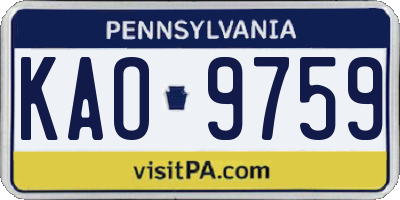 PA license plate KAO9759