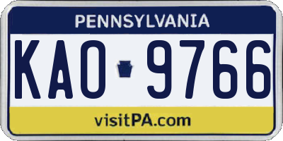 PA license plate KAO9766