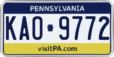 PA license plate KAO9772