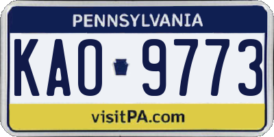 PA license plate KAO9773