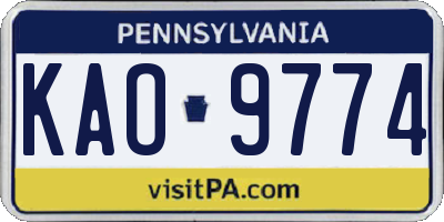 PA license plate KAO9774