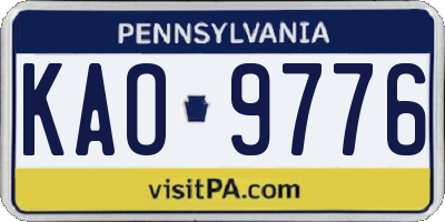 PA license plate KAO9776