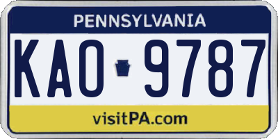PA license plate KAO9787