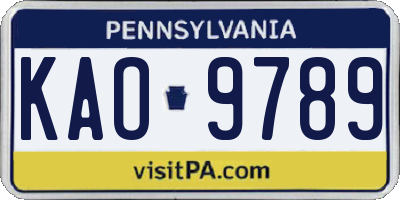 PA license plate KAO9789