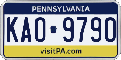 PA license plate KAO9790