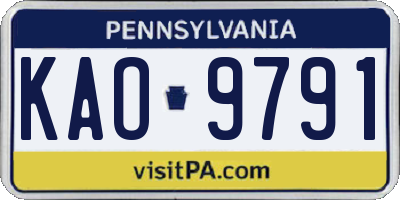 PA license plate KAO9791