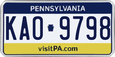PA license plate KAO9798