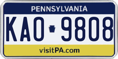 PA license plate KAO9808