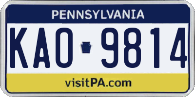 PA license plate KAO9814