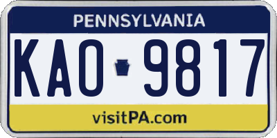 PA license plate KAO9817