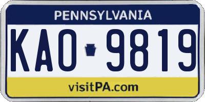 PA license plate KAO9819