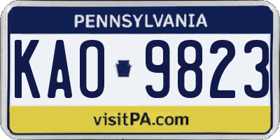 PA license plate KAO9823