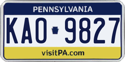 PA license plate KAO9827