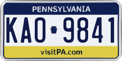 PA license plate KAO9841