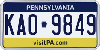 PA license plate KAO9849